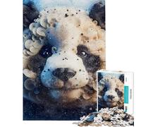 Puzzle de 1000 pièces pour Adultes Portrait Abstrait de Visage de Panda Jeu de détente d'analyse et de logique Niveau de difficulté 38x26cm