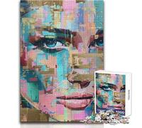 Puzzle de 1000 pièces pour Adultes, Portrait Abstrait doré, Jeu Manuel et éducatif, pour Un Anniversaire, Dimensions : 50x75cm