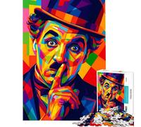 Puzzle de 1000 pièces pour Adultes Portrait coloré de Charlie Chaplin en Style Pop Art Un défi éducatif et Amusant pour Toute la Famille À partir de 14 Ans 50x75cm