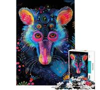 Puzzle de 1000 pièces pour Adultes Portrait d'animal Mandrill néon psychédélique Jeu de détente décoration Parfaite Cadeau d'anniversaire et Cadeau Unique (Taille 38x52cm)