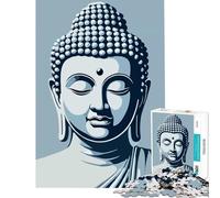 Puzzle de 1000 pièces pour Adultes Portrait de Bouddha dans Les Tons Bleus Défi intellectuel Jeu addictif et Relaxant Cadeau éducatif et éducatif pour Un Anniversaire (Dimensions 38x52cm)
