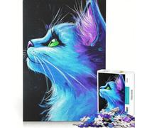 Puzzle de 1000 pièces pour Adultes, Portrait de Chat Bleu, Jeu Familial, Difficile et Stimulant, Cadeau d'anniversaire et Cadeau Unique 50x75cm