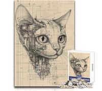 Puzzle de 1000 pièces pour Adultes - Portrait de Chat cybernétique - Modèle de Cyborg - Jeu éducatif à Assembler pour Les Amateurs de Jeux (Taille 38x52cm)