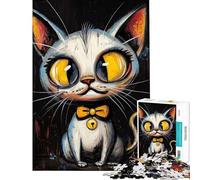 Puzzle de 1000 pièces pour Adultes Portrait de Chat fantaisiste Jeu Familial Modèle à Assembler Défi à relever (Dimensions 38x26cm)