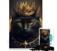 Puzzle de 1000 pièces pour Adultes,Portrait de Chat Noir,Jeu de réflexion, pour se détendre,Cadeau Amusant pour Un Anniversaire (50x75cm)