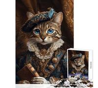 Puzzle de 1000 pièces pour Adultes Portrait de Chat Royal Style Renaissance Décoration Murale Cadeau d'anniversaire Jeu Relaxant et Anti-Stress Dimensions 50x75cm
