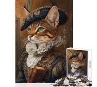 Puzzle de 1000 pièces pour Adultes Portrait de Chat Royal Style Renaissance Jeu éducatif Idée Cadeau Détente et Divertissement à la Maison Dimensions 50x75cm