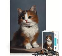 Puzzle de 1000 pièces pour Adultes Portrait de Chaton Calico Pièces aux Contours Nets Jeu de réflexion et de Calme Scène de Noël Artistique (38x26cm)