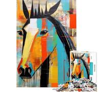 Puzzle de 1000 pièces pour Adultes Portrait de Cheval Abstrait Jeu éducatif Anti-Stress Stimulant Convient aux 14 Ans et Plus (38x52cm)