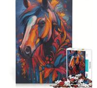 Puzzle de 1000 pièces pour Adultes, Portrait de Cheval coloré, Jeu éducatif, Difficile et Stimulant, idéal comme Cadeau 50x75cm