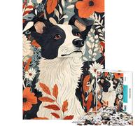 Puzzle de 1000 pièces pour Adultes Portrait de Chien dans Un décor Floral Puzzle pour Adolescents Jeu Familial décoration intérieure Difficile et Stimulant (Taille 38x52cm)
