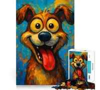 Puzzle de 1000 pièces pour Adultes Portrait de Chien de Dessin animé aux Grands Yeux Jeu de logique et d'assemblage précis Jouet Amusant et Gratuit Cadeau d'anniversaire (38x52cm)