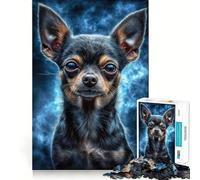Puzzle de 1000 pièces pour Adultes Portrait de Chihuahua Articulations Lisses Jeu de logique Amusant Scène de Noël 38x52cm