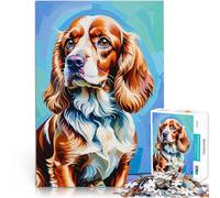 Puzzle de 1000 pièces pour Adultes Portrait de Cocker Spaniel Anglais Jeu Stimulant est idéal comme Cadeau pour Toute la Famille 38x26cm