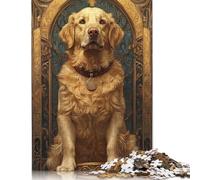 Puzzle de 1000 pièces pour Adultes - Portrait de Golden Retriever - Puzzle carré en Bois - Pièces Uniques - Jeu éducatif et Amusant - 1000 pièces (75 x 50 cm)