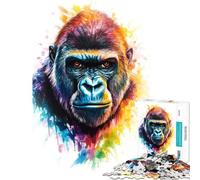 Puzzle de 1000 pièces pour Adultes Portrait de Gorille coloré Jeu intellectuel Jeu Impossible Apprentissage Cadeau éducatif pour Un Père Noël Secret (Taille 50x75cm)