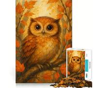 Puzzle de 1000 pièces pour Adultes Portrait de Hibou d'automne Découpe soignée Jeu de réflexion Idéal pour se divertir Cadeau d'anniversaire Artistique (50x75cm)