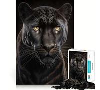 Puzzle de 1000 pièces pour Adultes,Portrait de léopard Noir,Jeu de réflexion, pour se détendre ou pour Un Anniversaire (38x26cm)