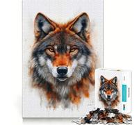 Puzzle de 1000 pièces pour Adultes Portrait de Loup à l'aquarelle Jeu de Concentration mentale Activité de découpage de Haute précision Moment de Partage en Famille ou Entre Amis (38x52cm)