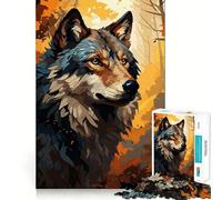 Puzzle de 1000 pièces pour Adultes Portrait de Loup d'automne Découpe Premium Jeu Intelligent Activité ludique et apaisante Cadeau d'anniversaire Jeu Artistique (50x75cm)