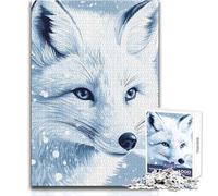 Puzzle de 1000 pièces pour Adultes - Portrait de Renard Arctique - Profitez d'un Moment de détente et de Relaxation - Assemblage Stable et découpe précise - Dimensions:38x52cm