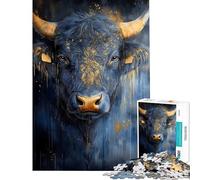 Puzzle de 1000 pièces pour Adultes Portrait de Taureau doré Jeu de réflexion et de logique Cadeau Unique pour Un Anniversaire ou Noël (Dimensions 38x26cm)