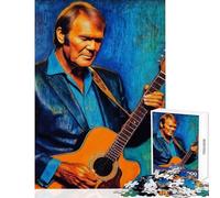Puzzle de 1000 pièces pour Adultes Portrait du Guitariste Glen Campbell Jeu éducatif et créatif pour Femmes et Hommes Collection d'artistes Beaux-Arts Format 50x75cm