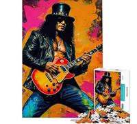 Puzzle de 1000 pièces pour Adultes Portrait du Guitariste Saul Hudson (Slash) Jeu de Puzzle à Monter soi-même Décoration Parfaite Défi éducatif (Dimensions 38x52cm)