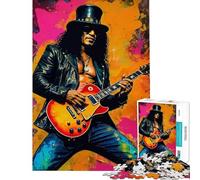 Puzzle de 1000 pièces pour Adultes Portrait du Guitariste Saul Hudson Slash Puzzle pour Adolescents Jeux de Famille Cadeau d'anniversaire activités Amusantes à la Maison (Taille 75x50cm)