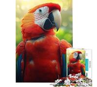 Puzzle de 1000 pièces pour Adultes Portrait d'un Ara Rouge dans Une Jungle luxuriante Un défi à relever Décoration Murale Jeu Amusant Convient aux 14 Ans et Plus (50x75cm)