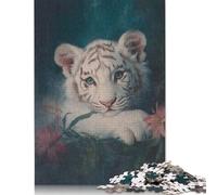 Puzzle de 1000 pièces pour Adultes - Portrait d'un bébé Tigre Blanc - Puzzle carré en Bois - Pièces Uniques - Jeu éducatif et Amusant - 1000 pièces (75 x 50 cm)
