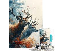 Puzzle de 1000 pièces pour Adultes Portrait d'un cerf Gracieux Jeu Amusant à la Maison améliore la mémoire décoration intérieure à partir de 14 Ans (50x75cm)