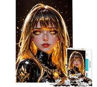 Puzzle de 1000 pièces pour Adultes Portrait d'une Jeune Fille d'anime dorée Décoration Murale Une œuvre d'art pour Toute la Famille (Dimensions 38x26cm)