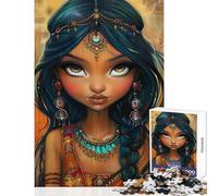 Puzzle de 1000 pièces pour Adultes Portrait d'une Jeune Fille Indienne avec des Bijoux Jeu éducatif Décoration d'intérieur Jouet à Monter soi-même Stimule Le Cerveau (50x75cm)