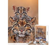 Puzzle de 1000 pièces pour Adultes Portrait d'une mère Ocelot et Son Petit Décoration Murale pour se détendre et renforcer Les Liens Amoureux Dimensions 38x52cm