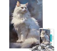 Puzzle de 1000 pièces pour Adultes Portrait élégant d'un Chat Blanc Jeu intellectuel Jeu Impossible pour Toute la Famille Cadeau pour Femmes et Hommes (Dimensions 38x26cm)