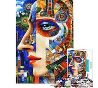Puzzle de 1000 pièces pour Adultes Portrait en mosaïque avec éléments de Paysage Urbain Puzzles pour Adolescents Passe-Temps à la Maison stimule Le Cerveau Cadeau d'anniversaire Unique (50x75cm)