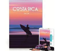 Puzzle de 1000 pièces pour Adultes,Poster de Surf du Costa Rica,découpe Parfaite,Jeu de Concentration Amusant,Cadeau paisible pour Un Anniversaire ou Un Loisir (50x75cm)