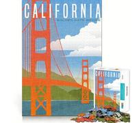 Puzzle de 1000 pièces pour Adultes,Poster du Golden Gate Bridge,découpe Parfaite,Jeu de Concentration Amusant,Cadeau paisible pour Un Anniversaire ou Un Loisir (50x75cm)