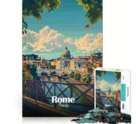 Puzzle de 1000 pièces pour Adultes,Poster du Paysage Urbain de Rome,découpe Premium,Jeu Amusant et Stimulant pour Le Cerveau,Jeu Relaxant,Cadeau de Noël apaisant (38x52cm)