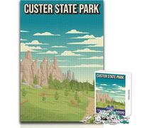 Puzzle de 1000 pièces pour Adultes, Poster Pixel Art du Parc d'État de Custer, Jeu Impossible, Cadeau pour Femmes, Jouet Anti-Stress, Dimensions 50 x 75cm