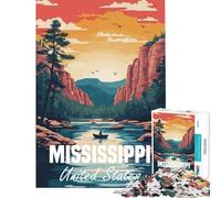 Puzzle de 1000 pièces pour Adultes Poster représentant Le Paysage du fleuve Mississippi Jeu addictif pour cultiver la Patience et se détendre Améliore la mémoire (Dimensions 75x50cm)