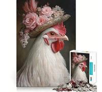 Puzzle de 1000 pièces pour Adultes Poulet au Chapeau »,découpe précise,Jeu créatif et Relaxant,Cadeau apaisant pour Noël (50x75cm)