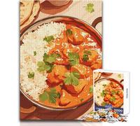 Puzzle de 1000 pièces pour Adultes - Poulet Tikka Masala avec Riz - Jeu de défi Unique - Activités familiales - Cadeau d'anniversaire - Dimensions 50x75cm