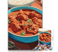 Puzzle de 1000 pièces pour Adultes - Poulet Tikka Masala avec Riz - Jeu Impossible - Cadeau pour Femmes - Jouet Anti-Stress - Dimensions 50x75cm