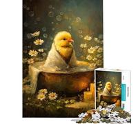 Puzzle de 1000 pièces pour Adultes Poussin dans Un Bain avec des Marguerites Jeu Relaxant Amusant et Humoristique Cadeau d'anniversaire Original et Unique (38x52cm)