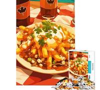 Puzzle de 1000 pièces pour Adultes Poutine avec Bouteilles de sirop d'érable Canadien Jeu Relaxant défi intellectuel Jouet addictif pour Les activités familiales (50x75cm)