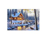Puzzle de 1000 pièces pour Adultes, Puzzle 3D, Images Haute résolution, décoration intérieure, Salon, décoration Murale.Scène hivernale de Chalet Confortable 50x70cm