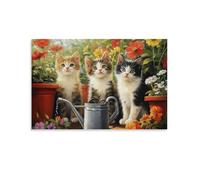 Puzzle de 1000 pièces pour Adultes, Puzzle 3D, Images Haute résolution, décoration intérieure, Salon, décoration Murale.Scène de Jardin avec de Mignons Chatons 26x38cm