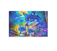 Puzzle de 1000 pièces pour Adultes, Puzzle 3D, Images Haute résolution, décoration intérieure, Salon, décoration Murale.Fantaisie familiale du Loup Bleu 50x70cm